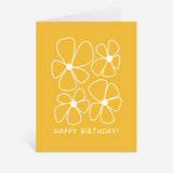 Bloom Birthday Card Retro Yellow Flower Greeting Card By Just Follow Your Art