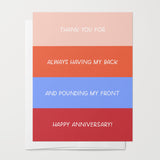 Having My Back & Pounding My Front Anniversary Card