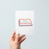 belated happy birthday sheet cake greeting card