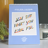 2024 Desk Calendar by Just Follow Your Art woman-owned small business monthly calendar