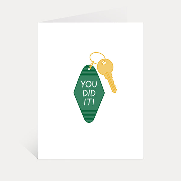 you did it key greeting card new home realtor gift