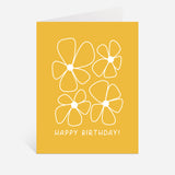Bloom Birthday Card Retro Yellow Flower Greeting Card By Just Follow Your Art