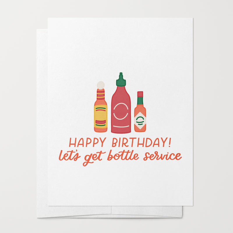 Happy Birthday, Let's Get Bottle Service Hot Sauce Card