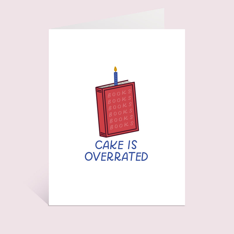 Books Over Cake Greeting Card