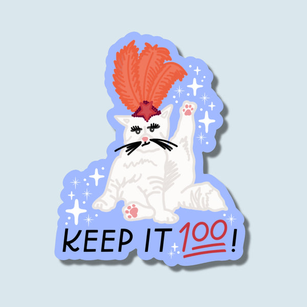 Keep It 100 Showgirl Cat Sticker