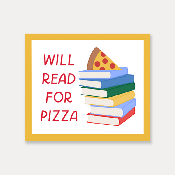 will read for pizza book it vinyl sticker by just follow your art