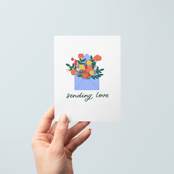 Sending Love Floral Envelope Greeting Card