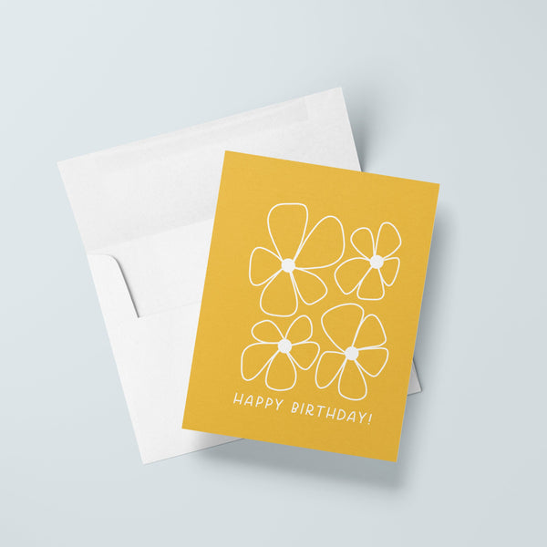 happy birthday greeting card floral bloom illustration