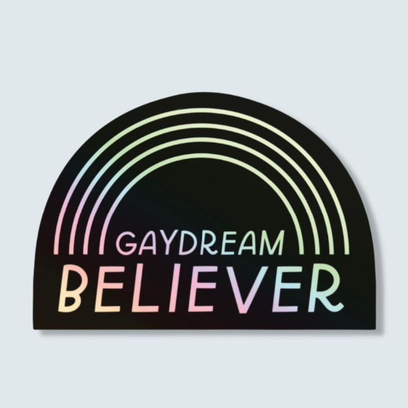 gaydream believer sticker rainbow holographic design 