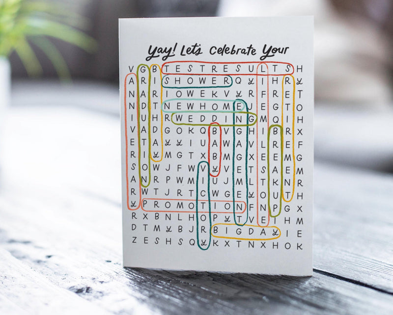 Yay Lets Celebrate Your Word Search Card